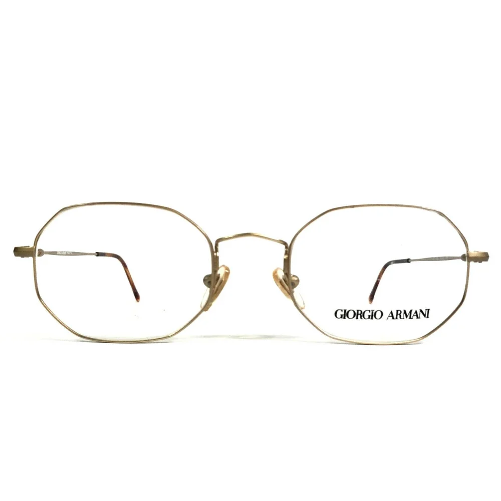 Vintage Giorgio Armani Eyeglasses Frames 227 703 Matte Gold Octagonal 49-20-140